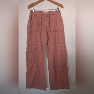 Anthropologie Pilcro Linen Wide Leg High Waisted Coral Pants Size 26